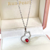 Natural Ruby Pendant Hulu Pigeon Blood Color With Certificate Diamond 18k Solid Gold